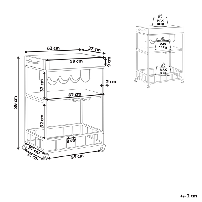 Beliani - HULLET - Keukentrolley - Lichte houtkleur - IJzer
