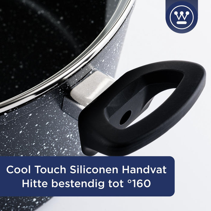 Westinghouse Pannenset - Zwart Marmer Braadpan 28cm + Steelpan 20cm