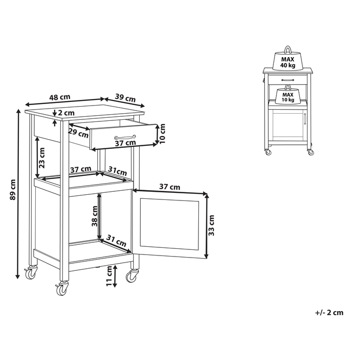Beliani - SIENA - Keukentrolley - Wit - MDF