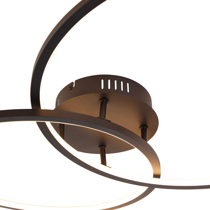 QAZQA Plafondlamp zwart 78 cm incl. LED 3 staps dimbaar - Rowin