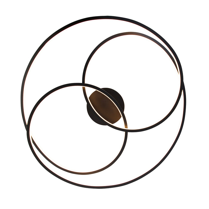 QAZQA Plafondlamp zwart 78 cm incl. LED 3 staps dimbaar - Rowin