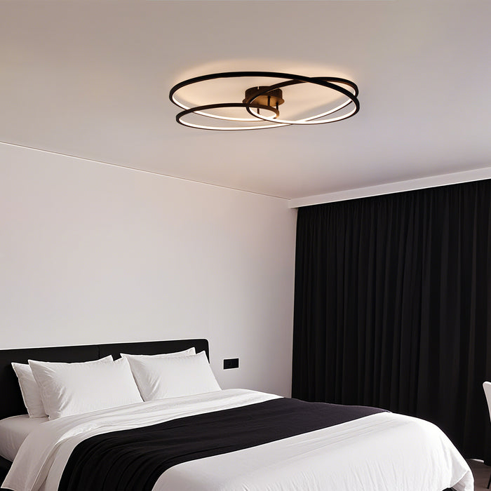 QAZQA Plafondlamp zwart 78 cm incl. LED 3 staps dimbaar - Rowin