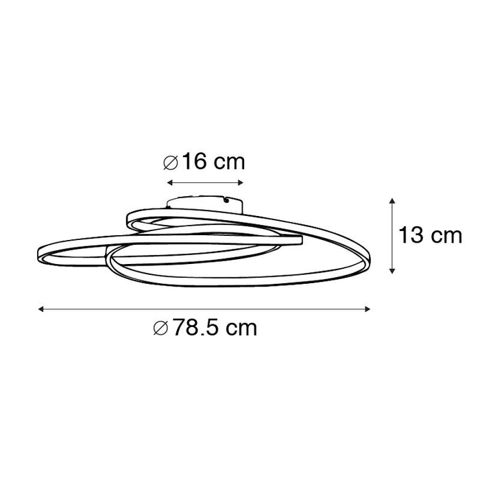 QAZQA Plafondlamp zwart 78 cm incl. LED 3 staps dimbaar - Rowin