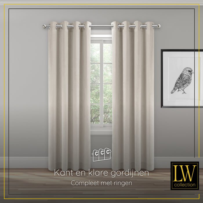 LW Collection Kant en klaar gordijnen beige 140x270cm