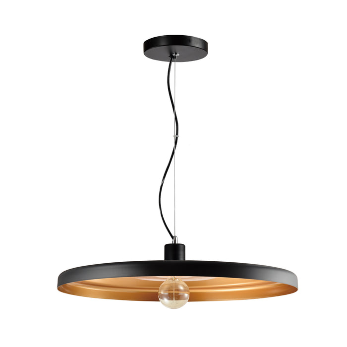 QUVIO Hanglamp rond zwart met gouden binnenkant -