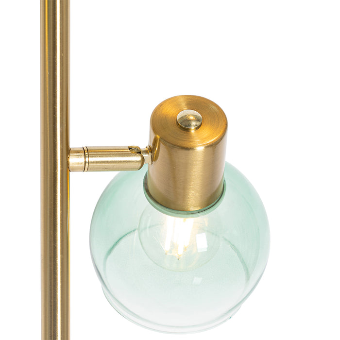 QAZQA Art Deco vloerlamp goud met groen glas 3-lichts - Vidro