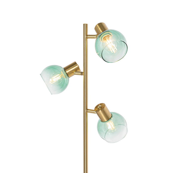 QAZQA Art Deco vloerlamp goud met groen glas 3-lichts - Vidro