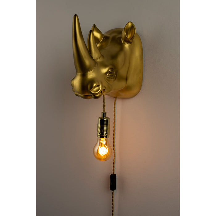 Bold Monkey Mind Your Own Rhino wandlamp goud