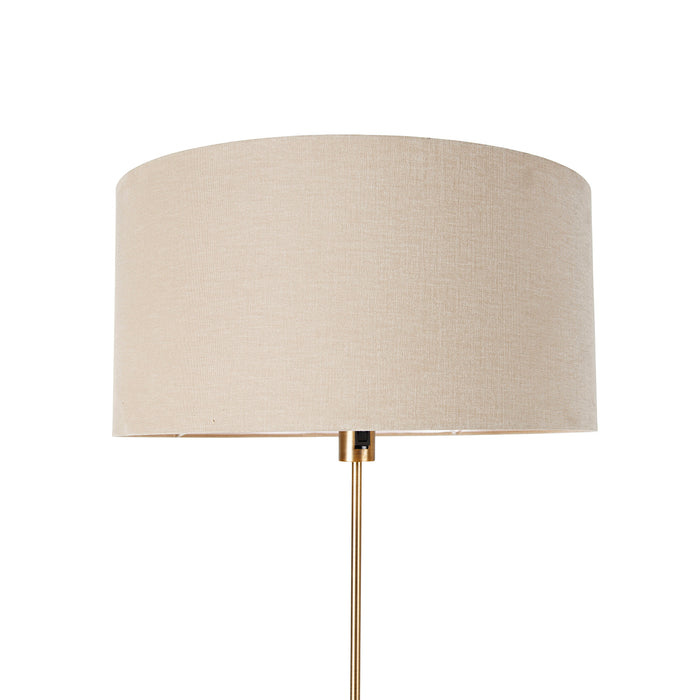 QAZQA Vloerlamp verstelbaar brons met kap lichtbruin 50 cm - Parte