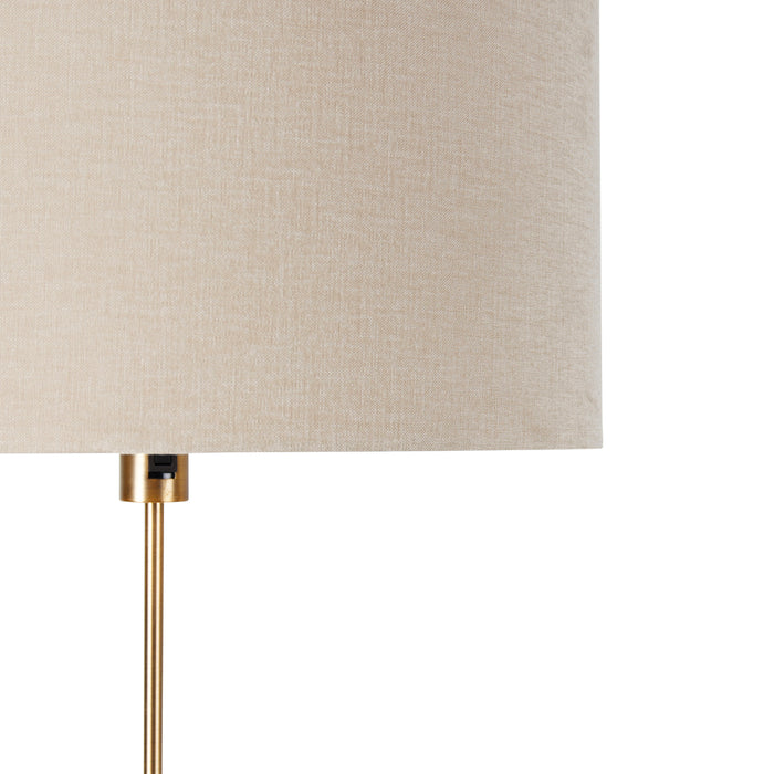 QAZQA Vloerlamp verstelbaar brons met kap lichtbruin 50 cm - Parte