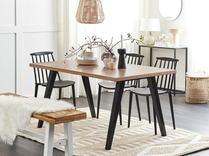 Beliani-LENISTER-Eettafel-Zwart|Lichte houtkleur-90 x 150 cm-MDF