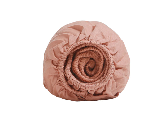 Yumeko hoeslaken gewassen katoen satijn pink 180x210x30