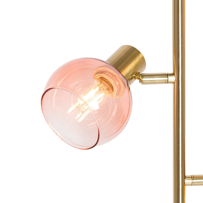 QAZQA Art Deco vloerlamp goud met roze glas 3-lichts - Vidro