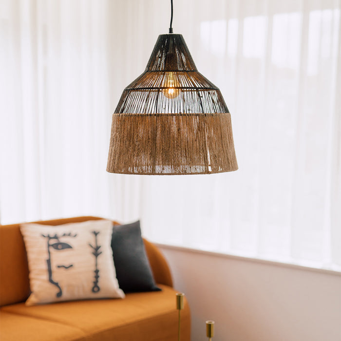 QAZQA Hanglamp jenthe - Zwart - Landelijk - D 40cm