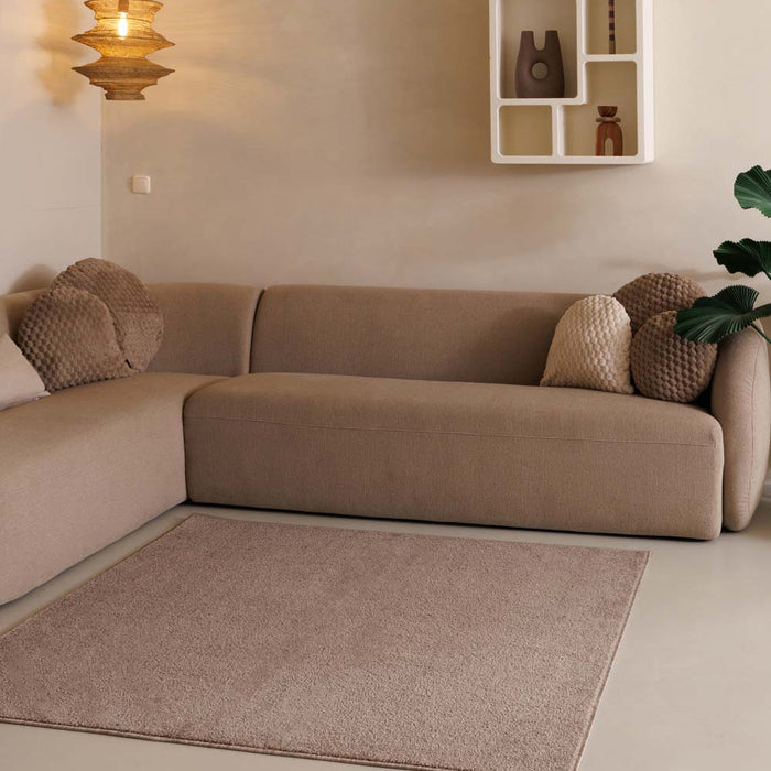Tapeso Vierkant vloerkleed Fine - beige - 140x140 cm