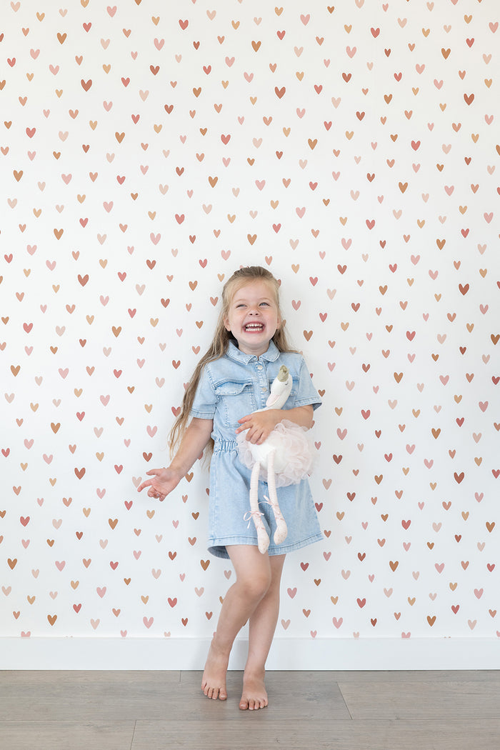 ESTAhome behang hartjes terracotta en roze - 0,53 x 10,05 m - 139360
