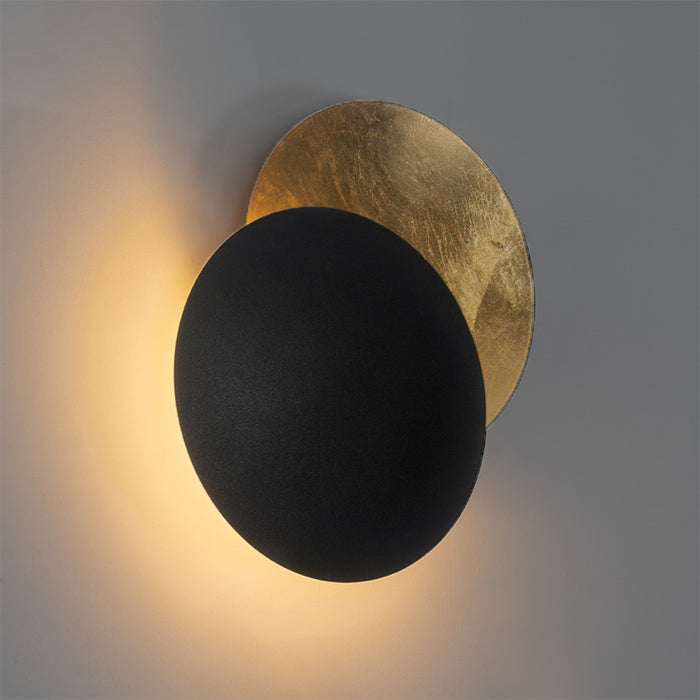 QAZQA Moderne wandlamp zwart met goud - Sunrise