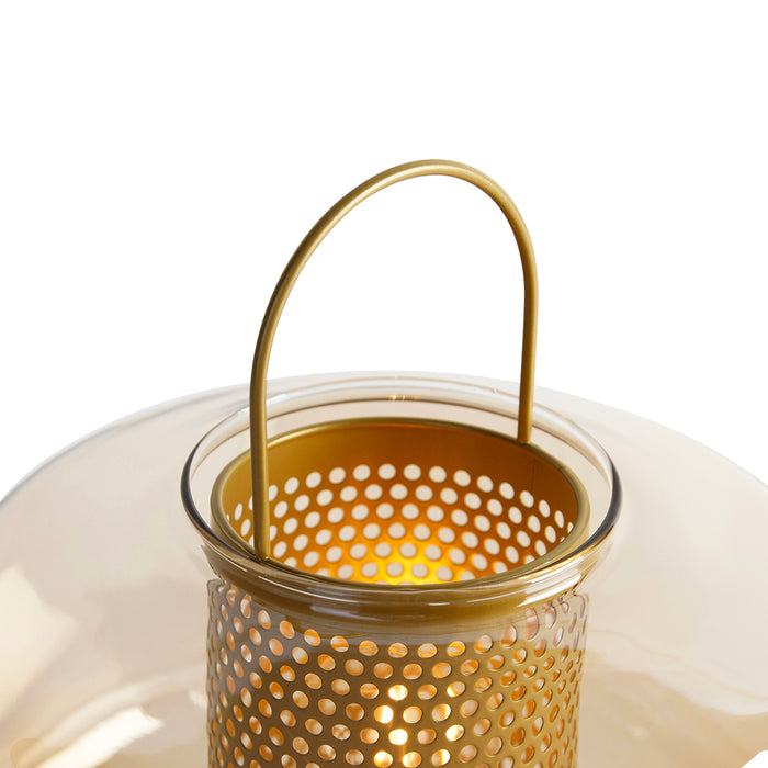 QAZQA Art deco tafellamp goud met amber glas 30 cm - Kevin