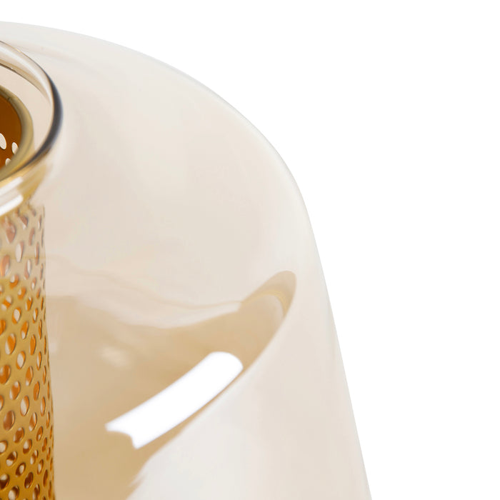 QAZQA Art deco tafellamp goud met amber glas 30 cm - Kevin