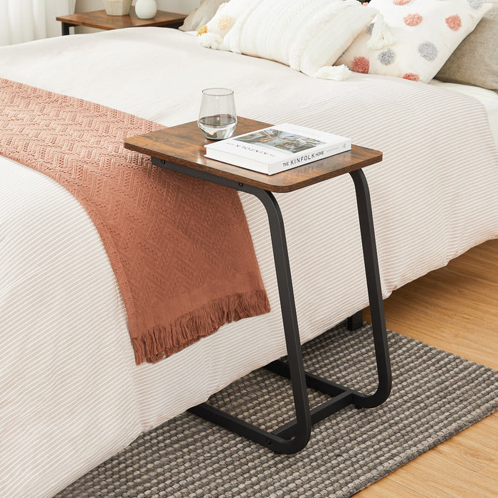 Bijzettafel met Vintage Look, Klein Tafeltje voor Sofa of Bed, 50x62x35 cm, Zwart en Bruin