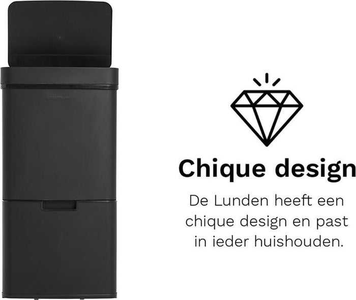 StangVollby Lunden prullenbak met sensor - 3 vakken - 72L - Zwart