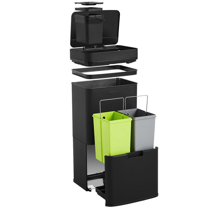 StangVollby Lunden prullenbak met sensor - 3 vakken - 72L - Zwart