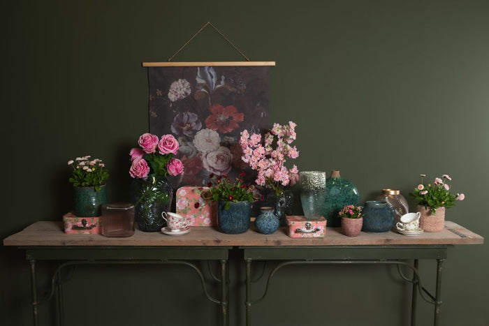 Clayre & Eef Vaas 23x11x26 cm Groen Keramiek Ovaal Vaas Keramiek