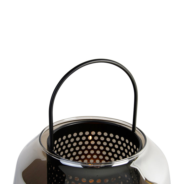 QAZQA Art deco tafellamp zwart met smoke glas 23 cm - Kevin