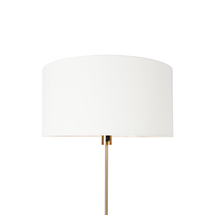 QAZQA Vloerlamp verstelbaar brons met kap wit 50 cm - Parte