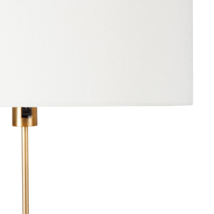 QAZQA Vloerlamp verstelbaar brons met kap wit 50 cm - Parte