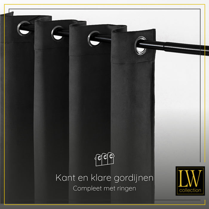 LW Collection Kant en klaar gordijnen zwart 140x225cm