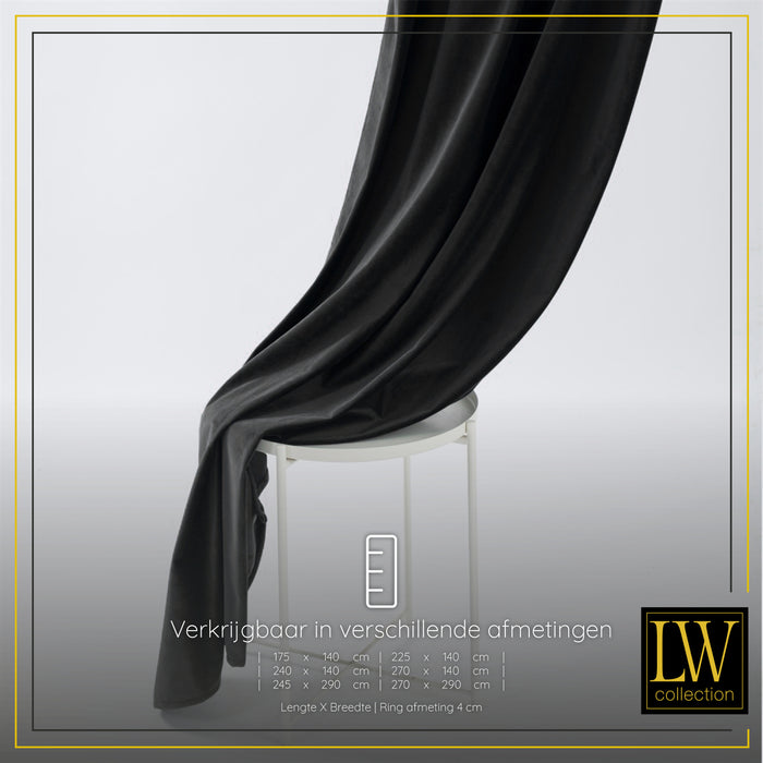 LW Collection Kant en klaar gordijnen zwart 140x225cm