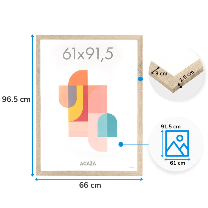Fotokader - Fotolijst - 61x91.5 cm - MDF hout - Lichte Eik