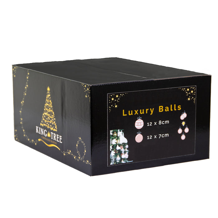 Bloomique - Kerstballen set glas - 24x – Incl. haakjes – Roze - 8 cm