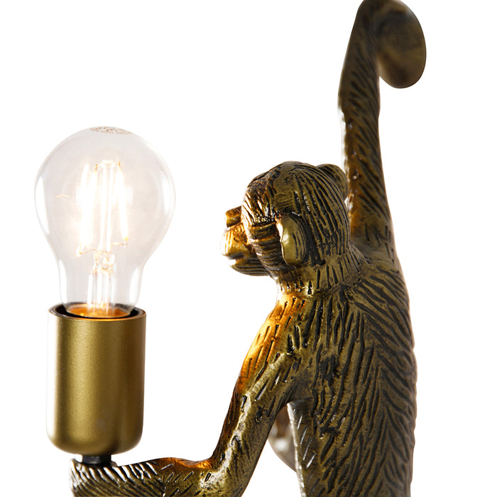QAZQA Vintage wandlamp goud - Animal Monkey