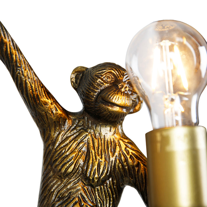 QAZQA Vintage wandlamp goud - Animal Monkey
