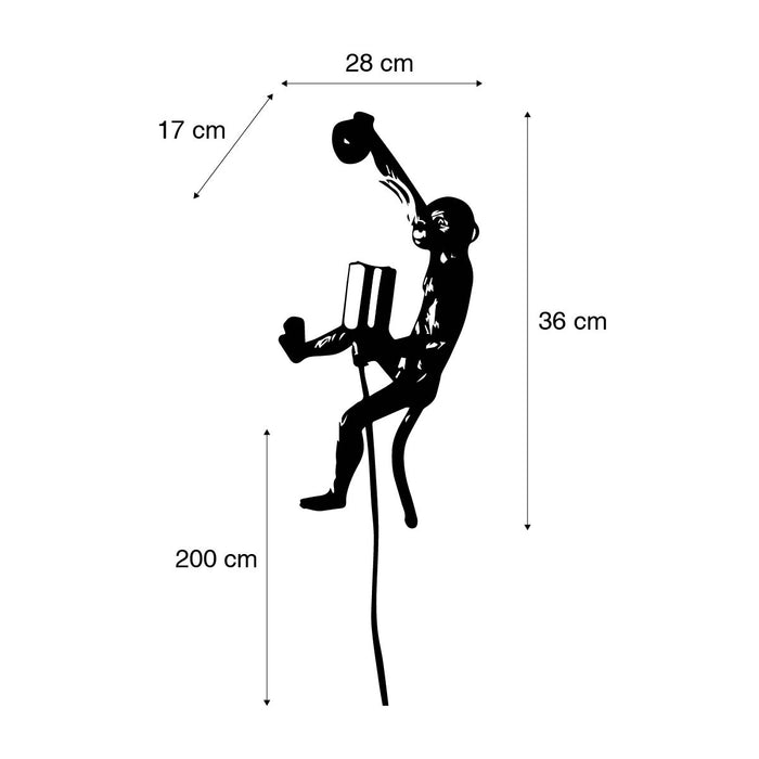 QAZQA Vintage wandlamp goud - Animal Monkey