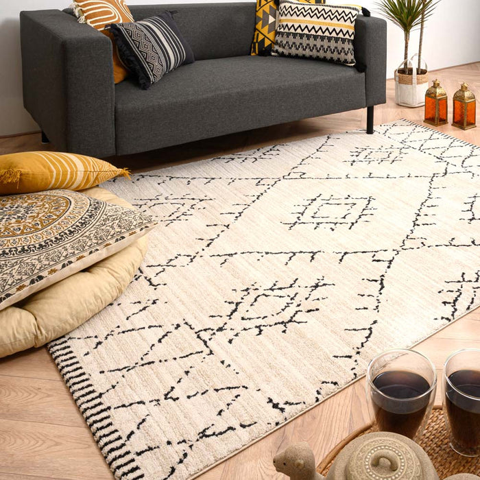 Boho&me Berber vloerkleed Beni Ouarain Sufian - crème|zwart - 280x380