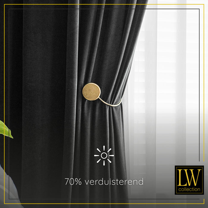 LW Collection Kant en klaar gordijnen zwart 140x175cm