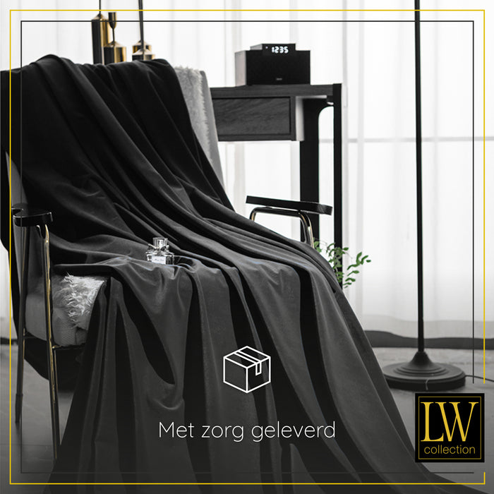 LW Collection Kant en klaar gordijnen zwart 140x175cm