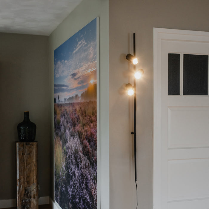 QAZQA Wandlamp zwart met voetschakelaar 3-lichts - Jeana Luxe