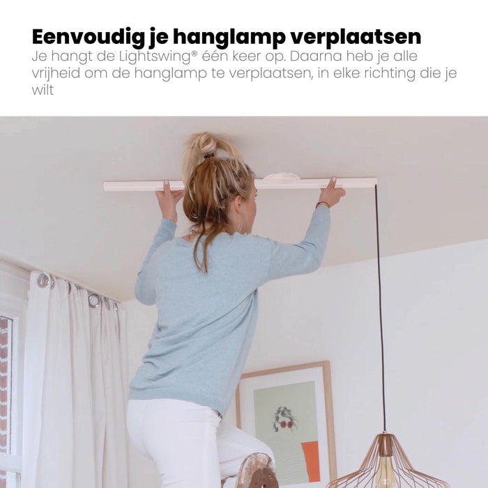 Lightswing® - Single Ophangsysteem voor één Hanglamp - Mat wit 90cm