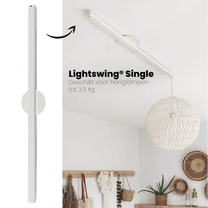 Lightswing® - Single Ophangsysteem voor één Hanglamp - Mat wit 90cm