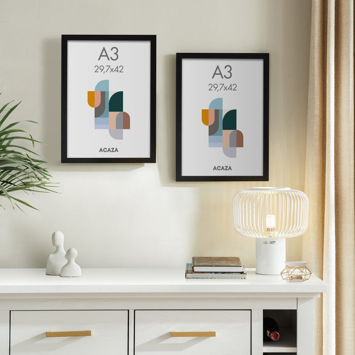 Set van 2 Fotokaders - A3 formaat - Foto Lijsten in MDF Hout - Zwart