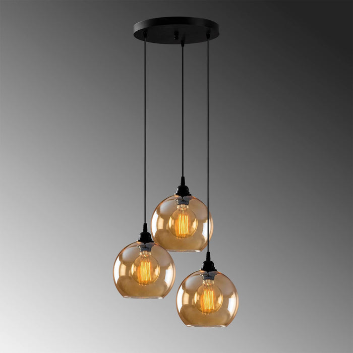 Opviq Glas hanglamp woonkamer Jack rond 3-lichts
