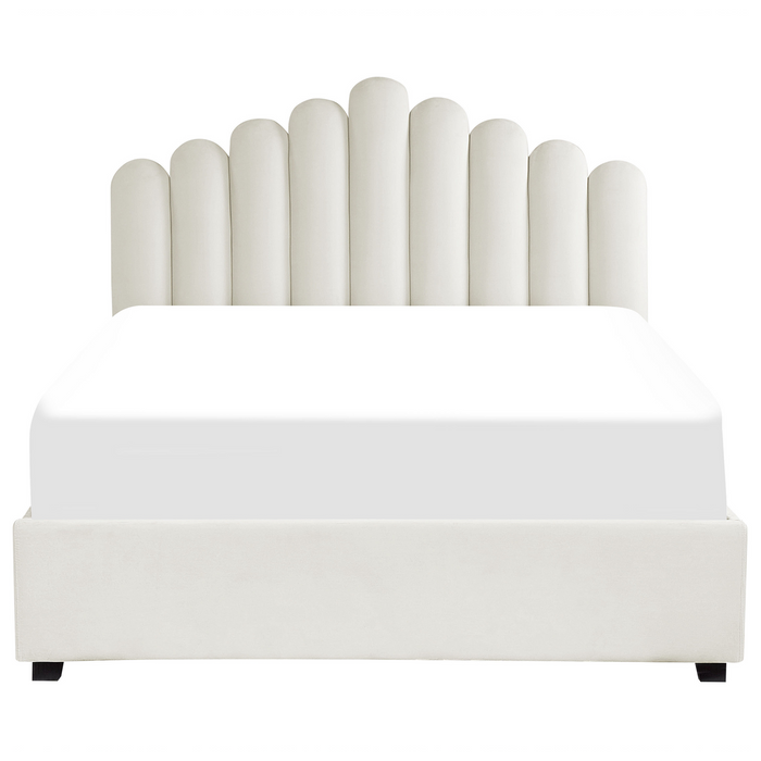 Beliani-VINCENNES-Bed met opbergruimte-Wit-160 x 200 cm-Fluweel