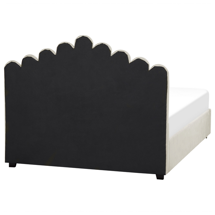 Beliani-VINCENNES-Bed met opbergruimte-Wit-160 x 200 cm-Fluweel