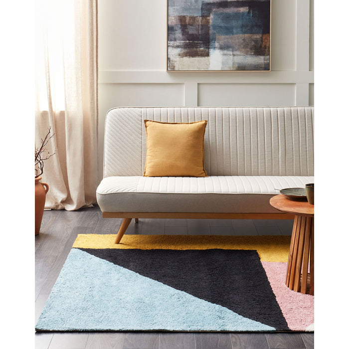 Beliani-JALGAON-Laagpolig vloerkleed-Donkerblauw-140 x 200 cm-Katoen