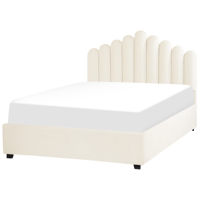 Beliani-VINCENNES-Bed met opbergruimte-Wit-140 x 200 cm-Fluweel