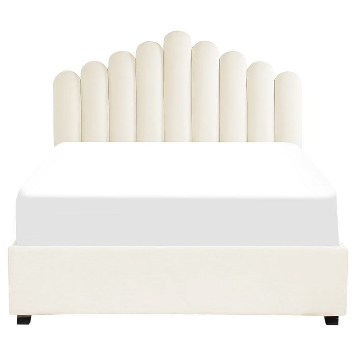 Beliani-VINCENNES-Bed met opbergruimte-Wit-140 x 200 cm-Fluweel